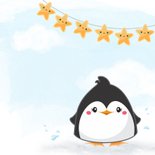 Felicitatiekaart pinguin voor geboorte jongen 2