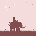 Felicitatiekaart silhouet olifant met meisje 2