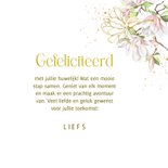 Felicitatiekaart trouwen met magnolia met goud 3