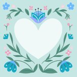 Felicitatiekaart verloving met hartje en bloemen 2