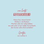 Felicitatiekaart welkom buurtjes met huizen in de sneeuw 3