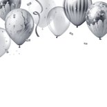 Felicitatiekaart zilveren huwelijk ballonnen confetti 25  2