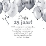 Felicitatiekaart zilveren huwelijk ballonnen confetti 25  3