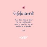 Felicitatiekaart zwanger tweeling meisjes roze kangoeroe 3