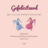 Felicitatiekaartje geboorte tweeling met knuffels 3