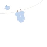 Felicitatiekaartje jongen met waslijn rompertje en vogels 2