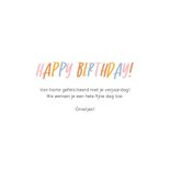 Felicitatiekaartje met vrolijke typografie happy birthday 3