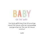 Felicitatiekaartje paarse blokjes baby on the way gekleurd 3