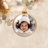 Foto kerstkaart kerstballen met foto's eucalyptus magnolia 2