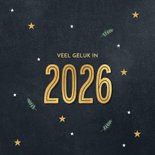 Foto kerstkaartje kerst wensen 2026 in groen en goud 2