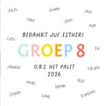 Fotokaart bedankt juf of meester met naam en groep 3
