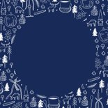 Fotokaart fijne kerst blauw wit lijntekeningen  Achterkant