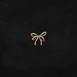 Fotokaart kerst gouden sneeuwvlokjes en strikje Achterkant