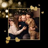 Fotokaart kerst liefdevolle feestdagen hartjes goud 2