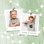 Fotokaart uitnodiging houtlook groen lampjes met foto 2