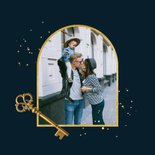 Fotokaart verhuisbericht huis fotocollage sleutels goud 2