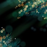 Foto's kerstkaart groene kerstsfeer goud licht Achterkant