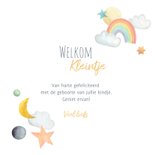 Geboorte felicitatie kaart mobiel met zon maan en sterren 3