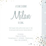 Geboorte hip blauw kaartje met vele sterretjes 3