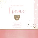 Geboorte lief en hip, roze kaartje met foto en hartjes 3