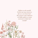 Geboorte meisje met bloemen in pastel met vlindertje 2