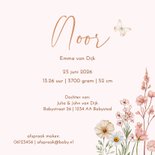 Geboorte meisje met bloemen in pastel met vlindertje 3