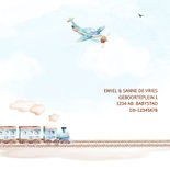 Geboortekaart jongen trein en vliegtuig 2