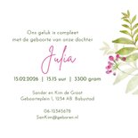 Geboortekaart meisje aquarel bloemen en foto 3