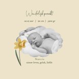 Geboortekaart met geboortebloem van maart: narcis 2