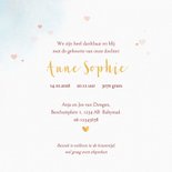 Geboortekaart waterverf olifantje met hartjesconfetti 3