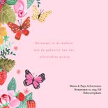 Geboortekaartje aardbeien bloemen vlinder 2