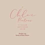 Geboortekaartje beige droogbloemen waterverf zand 3