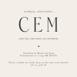 Geboortekaartje blauw beige gestreept goudfolie vierkant 3