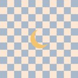 Geboortekaartje boog blauw groen ruitjes met maan modern Achterkant