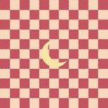 Geboortekaartje boog roze oranje ruitjes met maan Achterkant