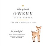 Geboortekaartje bosdieren hertje goud hartje lief 3