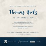 Geboortekaartje broertje silhouet hand in hand met maan Achterkant