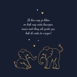 Geboortekaartje broertje zusje dieren olifant goud hartjes 2