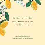 Geboortekaartje citroenen met bloesem 2