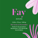 Geboortekaartje colorblocking roze groen bladeren 3