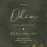 Geboortekaartje donkergroene waterverf gouden poeder 3