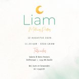 Geboortekaartje draakje waterverf sterren groen goud 3