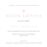 Geboortekaartje eenvoudig wit met roze waterverf hart 3