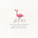 Geboortekaartje flamingo minimalistisch hartjes goud bloemen 2