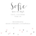 Geboortekaartje foto hartjes touwtje roze 3