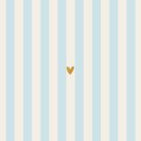 Geboortekaartje gestreept blauw beige goudfolie vierkant Achterkant