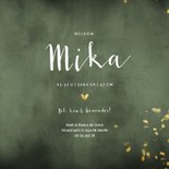 Geboortekaartje groene waterverf gouden spetters 3