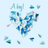 Geboortekaartje hart blauw confetti hartjes jongen 2