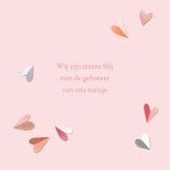 Geboortekaartje hartjes illustratie meisje roze 2