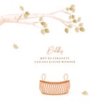 Geboortekaartje illustratie bosdieren met rotan baby mandje 2